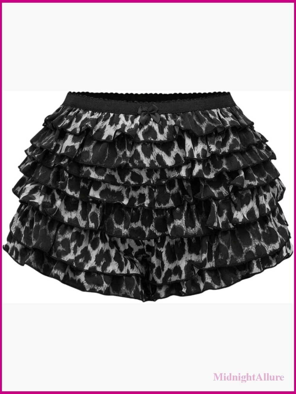 Y2k Leopard Print Low Rise Ruffle Hem Mini Shorts Stretch
